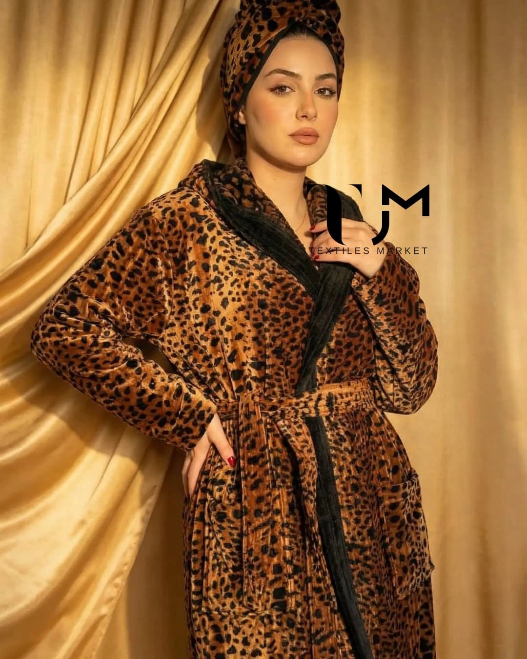 Sortie De Bain Femme LEOPARD 100% coton 02-Pieces