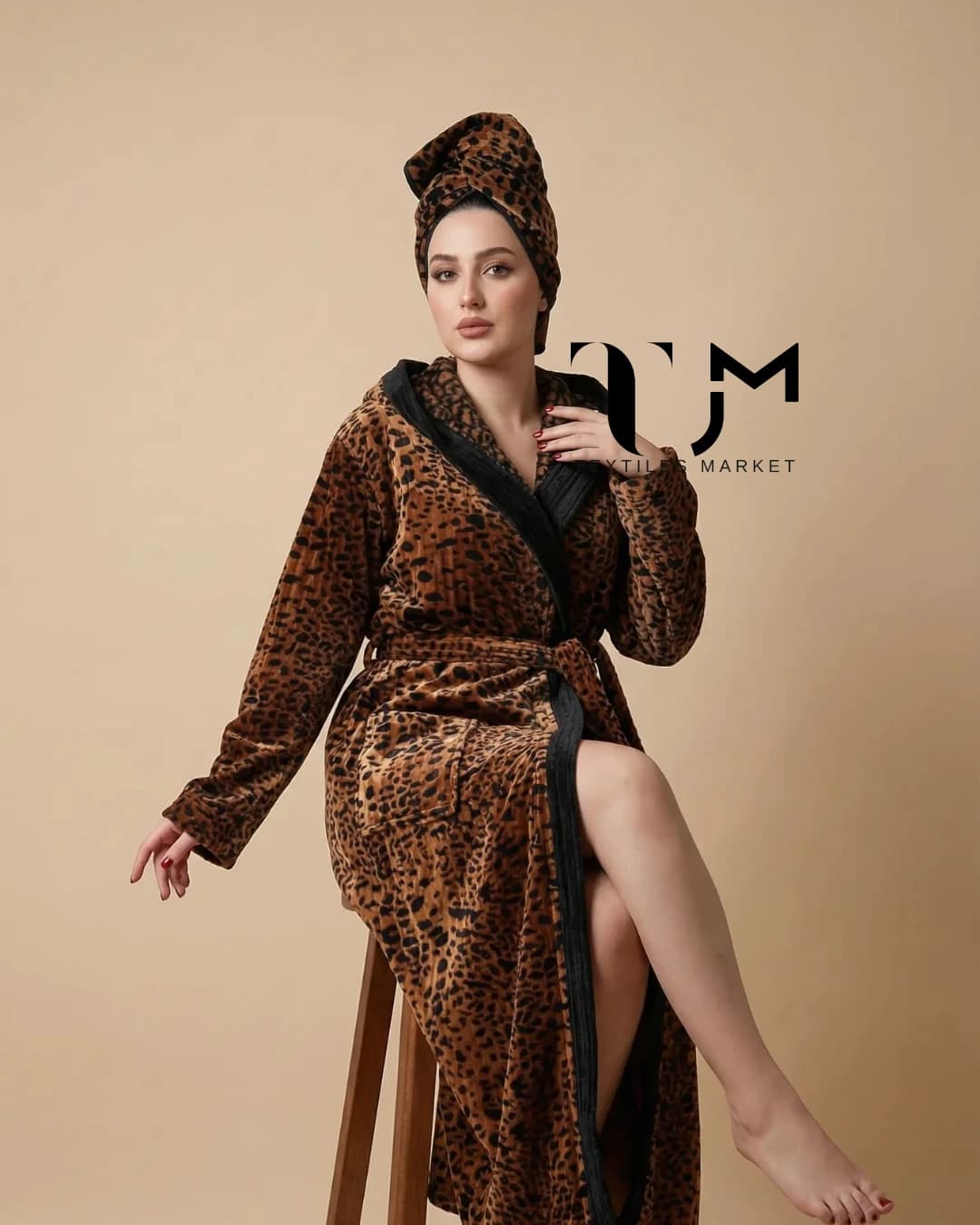 Sortie De Bain Femme LEOPARD 100% coton 02-Pièces 2