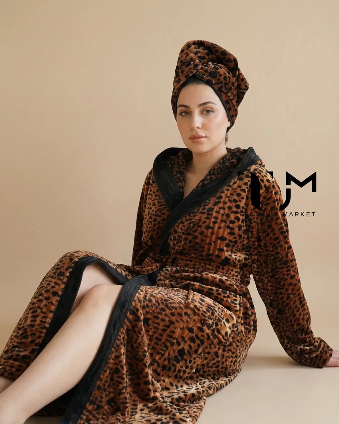 Sortie De Bain Femme LEOPARD 100% coton 02-Pièces